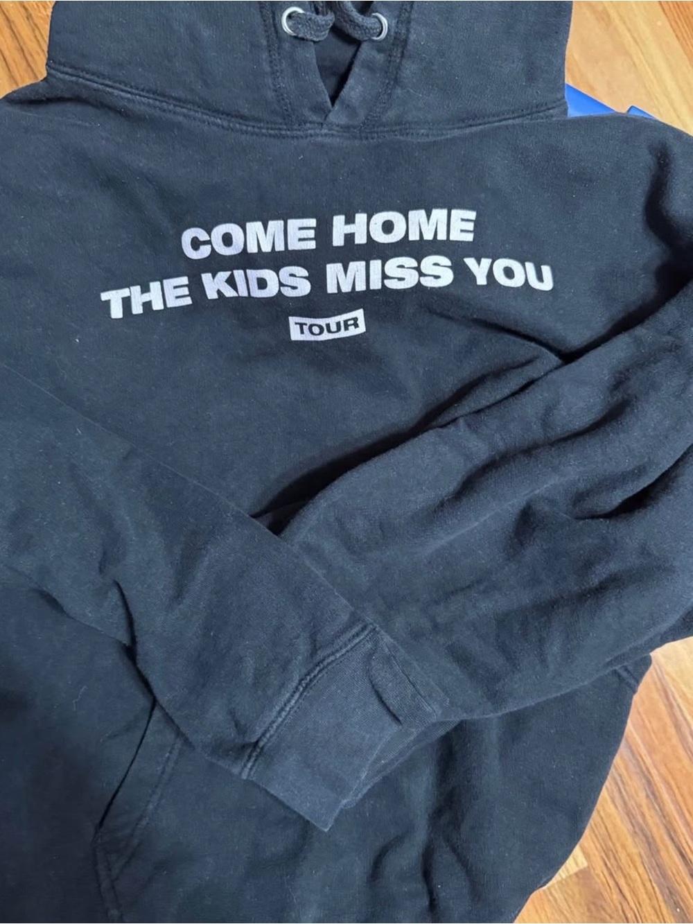 Harlow Black Hoodie with White 'Come Home The Kids Miss You' Tour Graphic